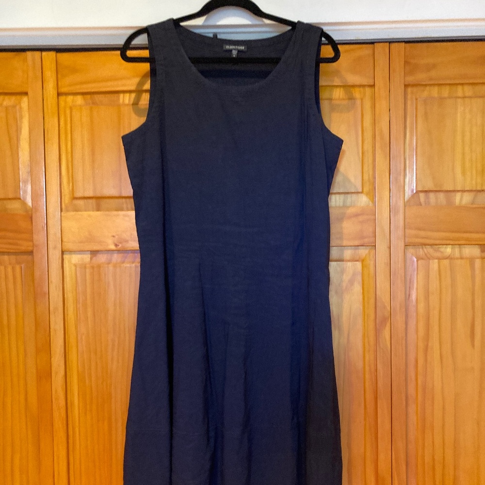 Eileen Fisher Black Linen Blend Sleeveless Dress Size Medium